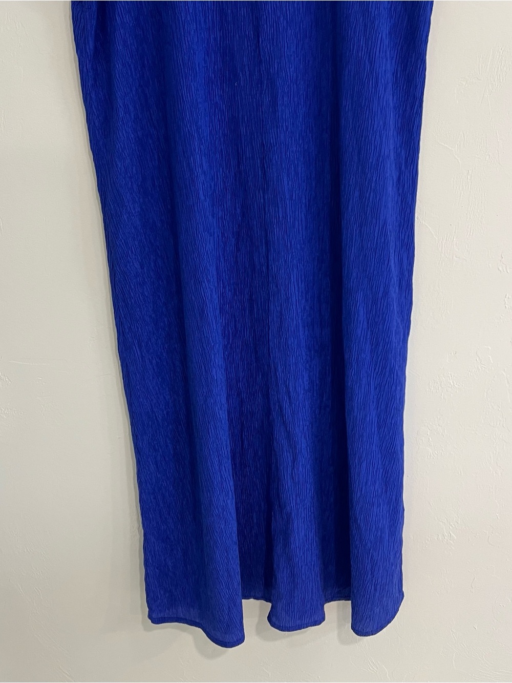 Eileen Fisher Woven Plisse Round Neck Dress Cobalt Blue Size Large Lagenlook - Picture 2 of 6